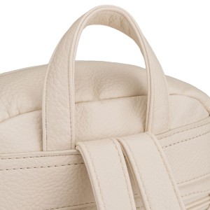 Duży plecak damski ze skóry ekologicznej beżowy miejski do pracy mieści A4 - Peterson