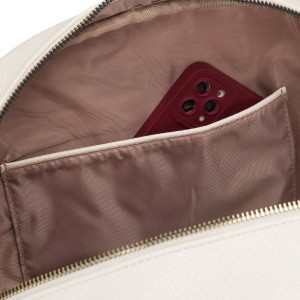 Duży plecak damski ze skóry ekologicznej beżowy miejski do pracy mieści A4 - Peterson