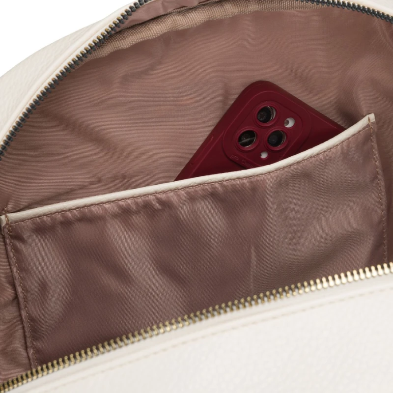 Duży plecak damski ze skóry ekologicznej beżowy miejski do pracy mieści A4 - Peterson