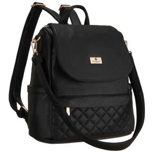 Mały plecak damski czarny ze skóry ekologicznej torebka listonoszka 2w1 miejski - Peterson