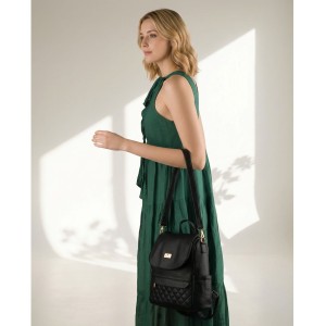 Mały plecak damski czarny ze skóry ekologicznej torebka listonoszka 2w1 miejski - Peterson