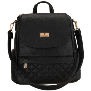 Mały plecak damski czarny ze skóry ekologicznej torebka listonoszka 2w1 miejski - Peterson