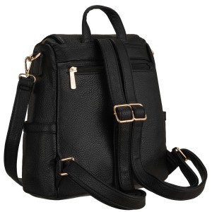 Mały plecak damski czarny ze skóry ekologicznej torebka listonoszka 2w1 miejski - Peterson