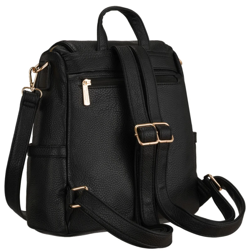 Mały plecak damski czarny ze skóry ekologicznej torebka listonoszka 2w1 miejski - Peterson