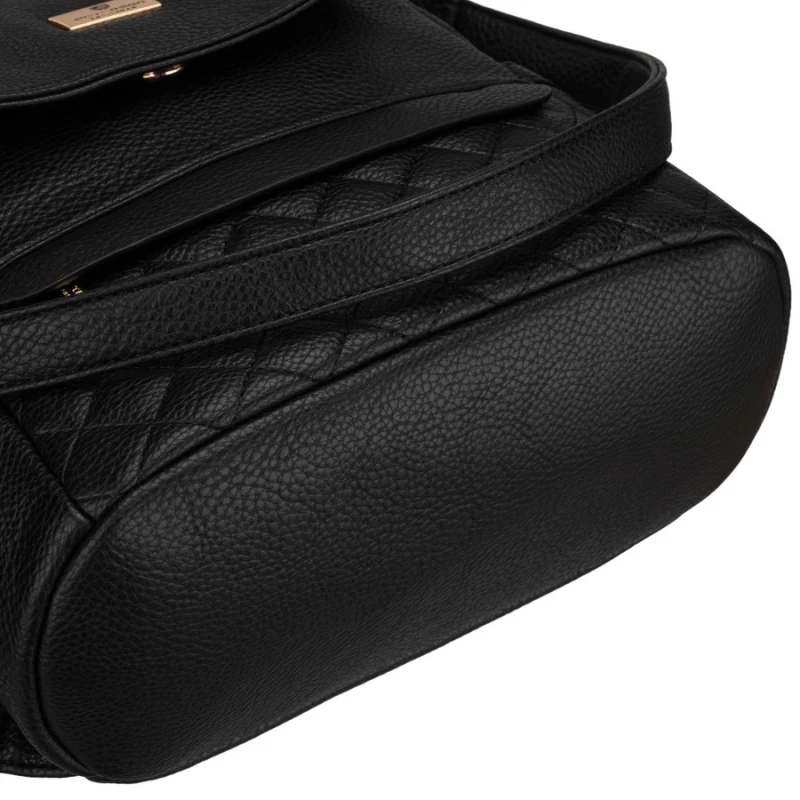 Mały plecak damski czarny ze skóry ekologicznej torebka listonoszka 2w1 miejski - Peterson