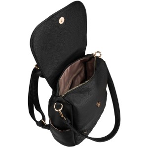 Mały plecak damski czarny ze skóry ekologicznej torebka listonoszka 2w1 miejski - Peterson