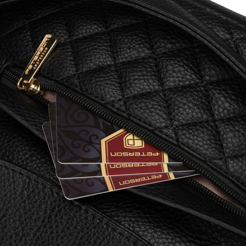 Mały plecak damski czarny ze skóry ekologicznej torebka listonoszka 2w1 miejski - Peterson