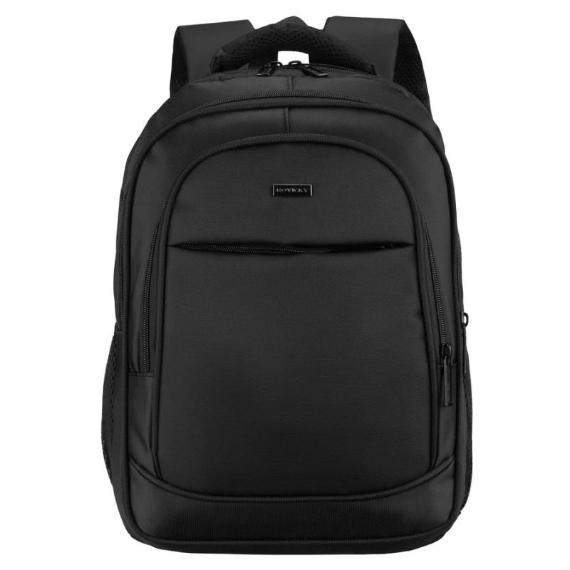 Pojemny plecak podróżny do samolotu wykonany z poliestru w czarnym kolorze - Rovicky