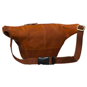 Męska brązowa skórzana nerka na biodra lub przez ramię crossbody modna mała saszetka - Peterson