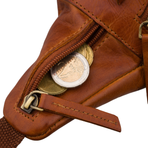 Męska brązowa skórzana nerka na biodra lub przez ramię crossbody modna mała saszetka - Peterson