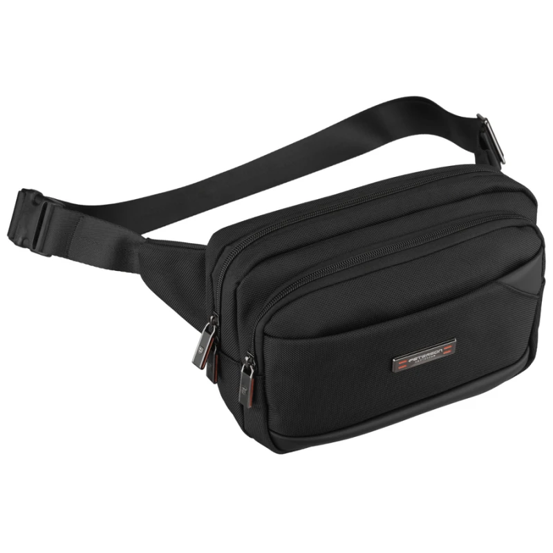 Nerka męska saszetka miejska na ramię mała listonoszka crossbody czarna lekka na suwak - Peterson