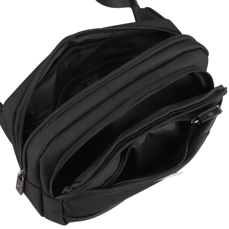 Nerka męska saszetka miejska na ramię mała listonoszka crossbody czarna lekka na suwak - Peterson