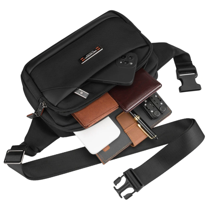 Nerka męska saszetka miejska na ramię mała listonoszka crossbody czarna lekka na suwak - Peterson