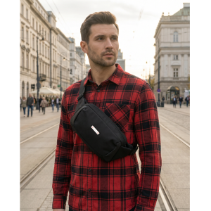 Saszetka męska na biodra czarna listonoszka nerka na ramię mała crossbody - Peterson