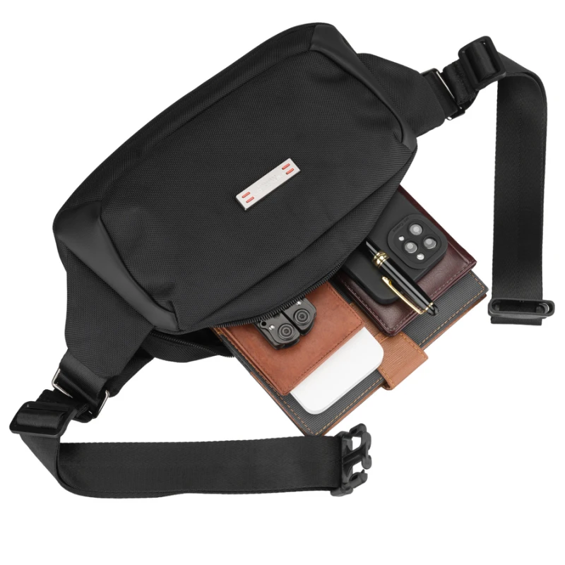 Saszetka męska na biodra czarna listonoszka nerka na ramię mała crossbody - Peterson