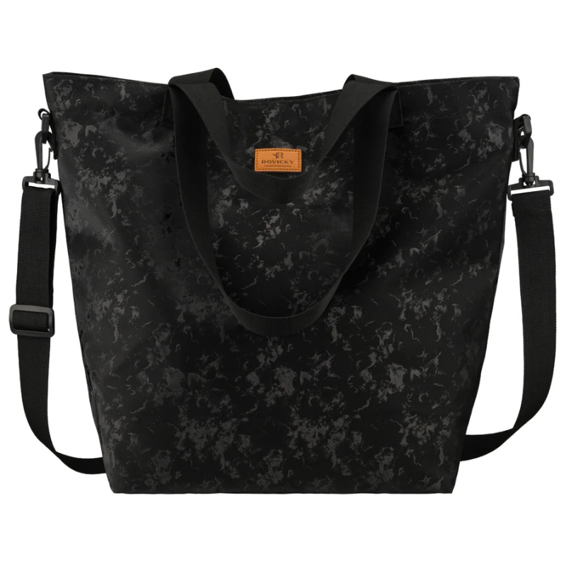 Wygodny shopper damski z poliestru w czarnym kolorze - Rovicky