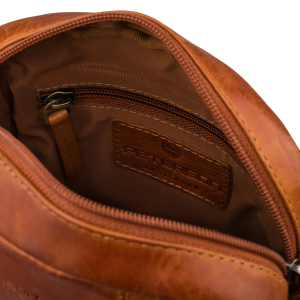 Brązowa mała listonoszka męska ze skóry naturalnej saszetka miejska na ramię - Peterson