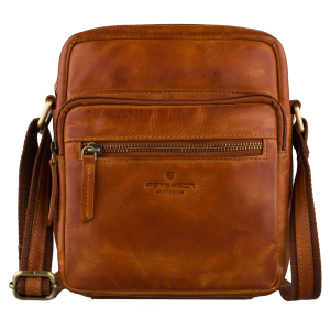Skórzana listonoszka męska brązowa mała saszetka - Peterson