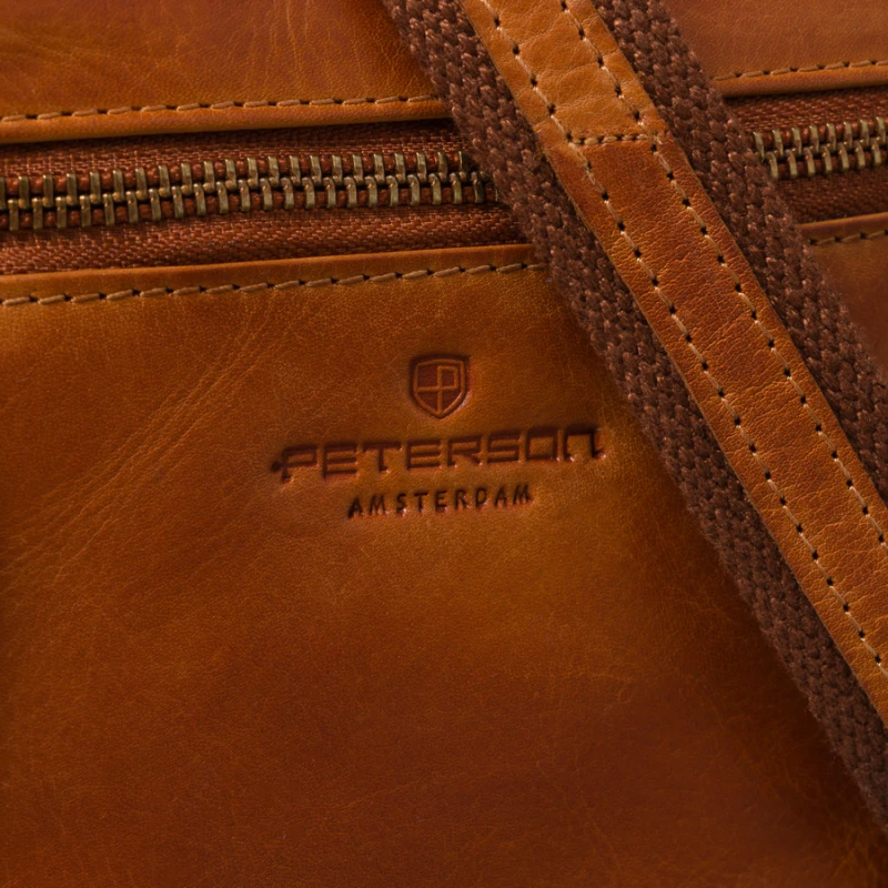 Skórzana listonoszka męska brązowa mała saszetka - Peterson
