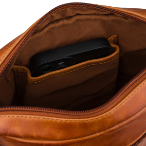 Skórzana listonoszka męska brązowa mała saszetka - Peterson