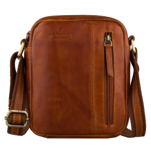 Listonoszka męska ze skóry naturalnej brązowa mała saszetka na ramię - Peterson