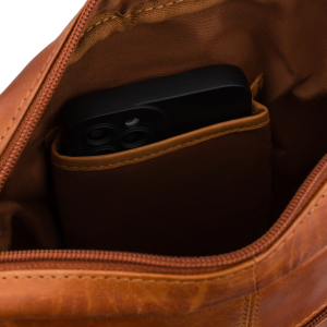 Listonoszka męska ze skóry naturalnej brązowa mała saszetka na ramię - Peterson