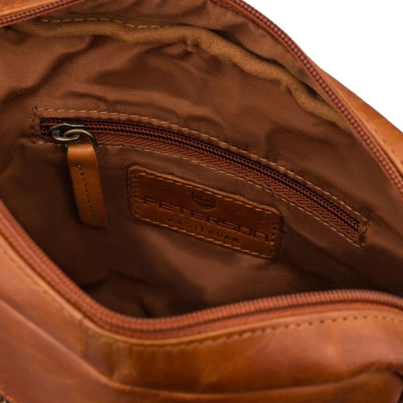 Listonoszka męska ze skóry naturalnej brązowa mała saszetka na ramię - Peterson