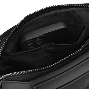 Mała listonoszka męska czarna z poliestru miejska lekka saszetka na ramię - Peterson