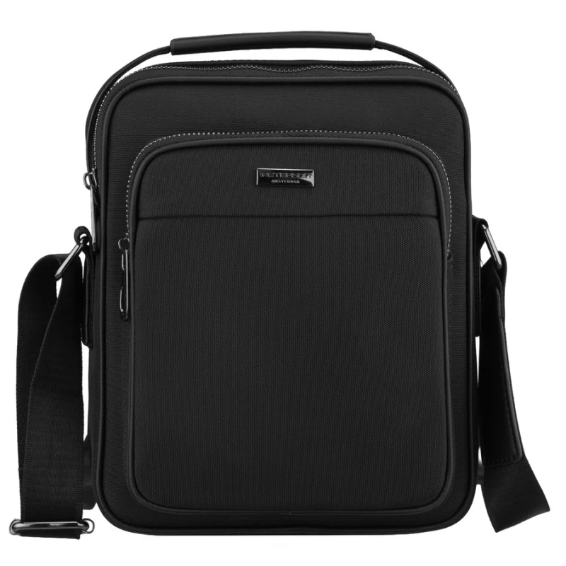 Czarna listonoszka męska mała saszetka na ramię - Peterson