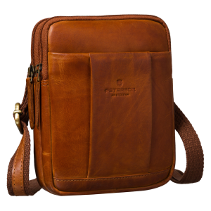 Mała torebka męska listonoszka brązowa ze skóry naturalnej saszetka na ramię - Peterson