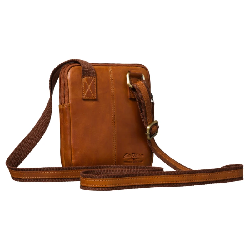 Mała torebka męska listonoszka brązowa ze skóry naturalnej saszetka na ramię - Peterson