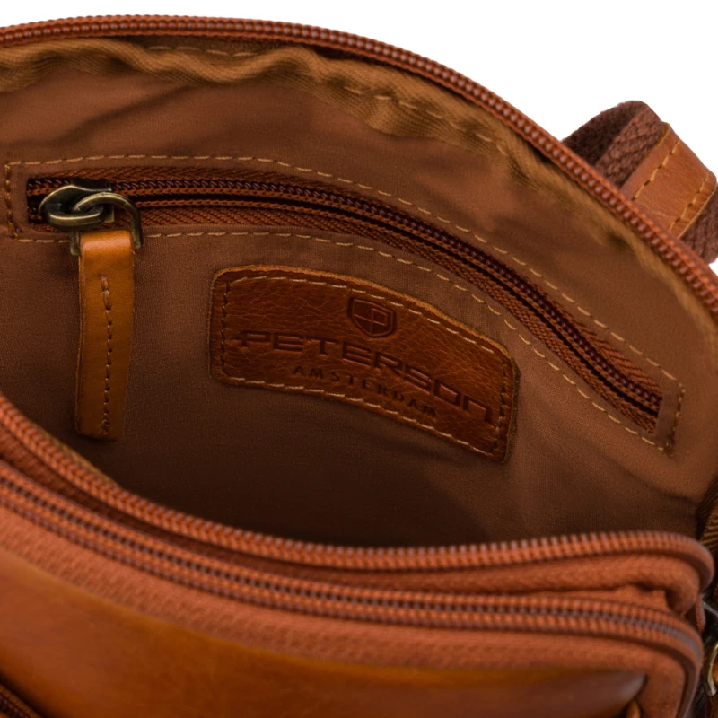 Mała torebka męska listonoszka brązowa ze skóry naturalnej saszetka na ramię - Peterson