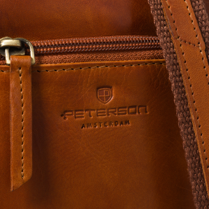 Mała listonoszka męska skórzana brązowa saszetka na ramię - Peterson