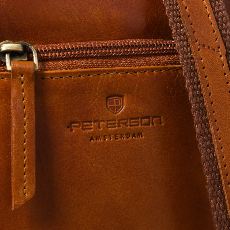 Mała listonoszka męska skórzana brązowa saszetka na ramię - Peterson