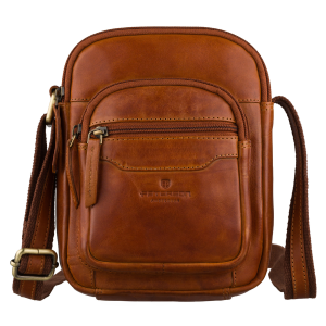 Mała listonoszka męska saszetka na ramię brązowa miejska torebka ze skóry naturalnej - Peterson