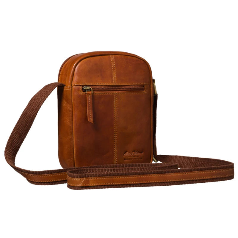 Mała listonoszka męska saszetka na ramię brązowa miejska torebka ze skóry naturalnej - Peterson
