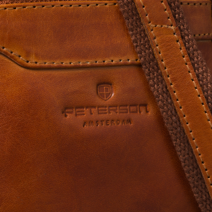 Mała listonoszka męska saszetka na ramię brązowa miejska torebka ze skóry naturalnej - Peterson
