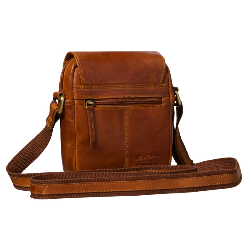 Listonoszka męska brązowa skórzana mała saszetka na ramię - Peterson