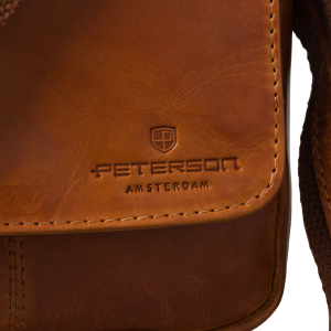 Listonoszka męska brązowa skórzana mała saszetka na ramię - Peterson
