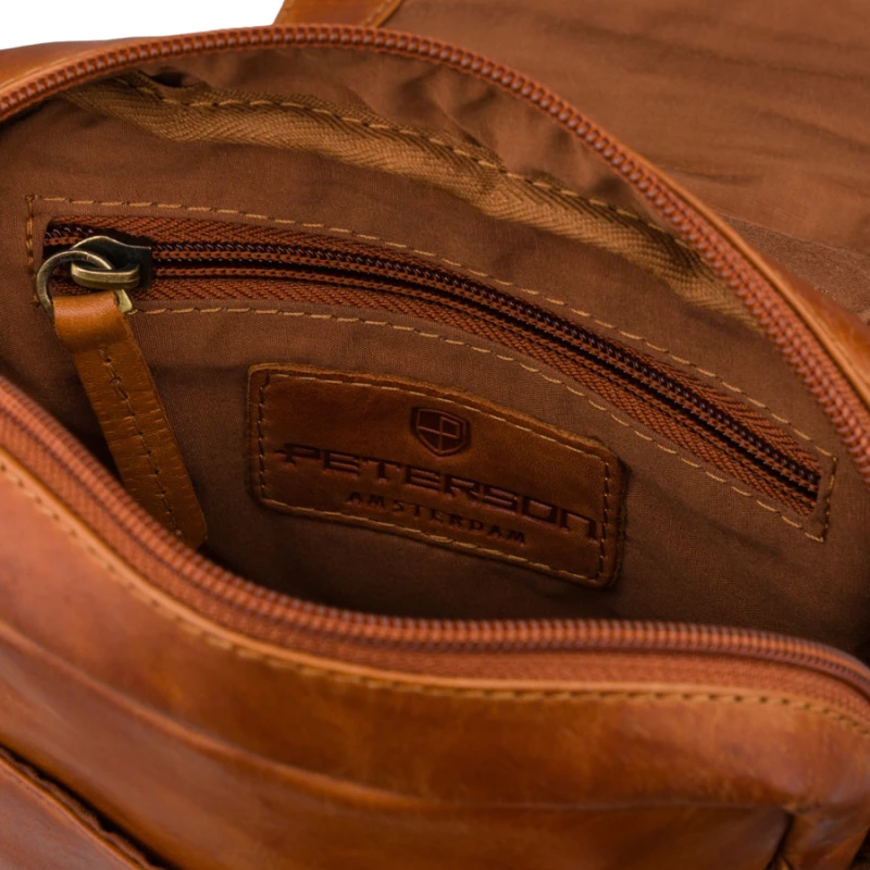 Listonoszka męska brązowa skórzana mała saszetka na ramię - Peterson