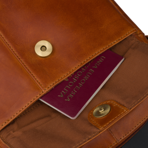 Brązowa torebka męska miejska listonoszka mała ze skóry naturalnej modna elegancka - Peterson