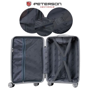 Kabinowa, szara walizka podróżna z teleskopowym uchwytem - Peterson