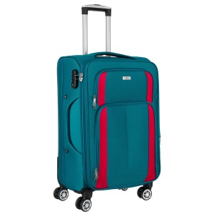 Walizka w rozmiarze M wykonana z poliestru w turkusowo-różowym kolorze - Peterson