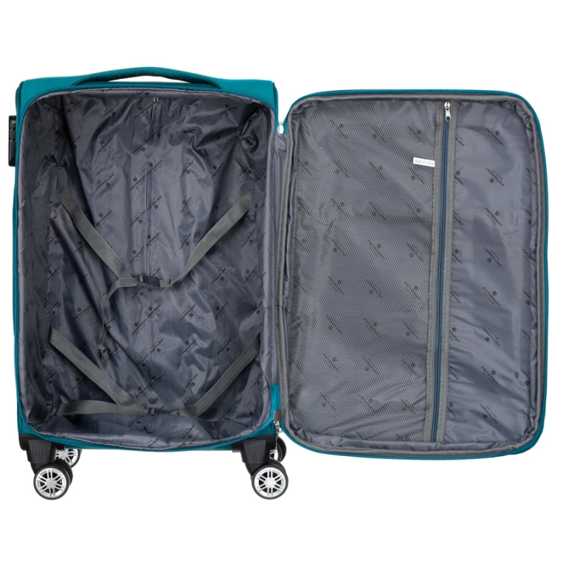 Walizka w rozmiarze M wykonana z poliestru w turkusowo-różowym kolorze - Peterson