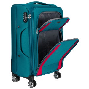 Walizka w rozmiarze M wykonana z poliestru w turkusowo-różowym kolorze - Peterson