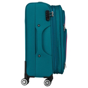 Walizka w rozmiarze M wykonana z poliestru w turkusowo-różowym kolorze - Peterson