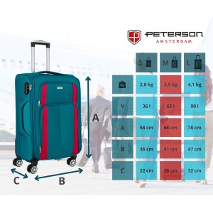 Walizka w rozmiarze M wykonana z poliestru w turkusowo-różowym kolorze - Peterson