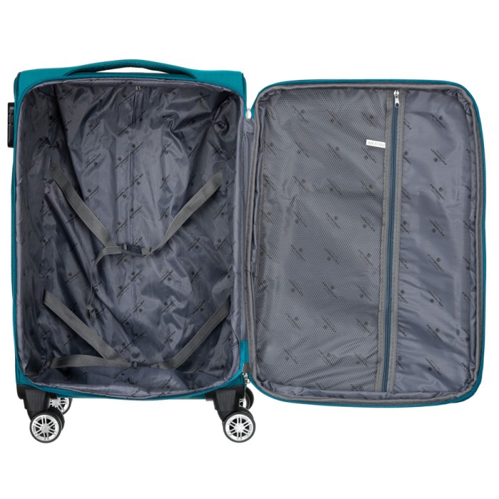 Duża walizka z praktycznej tkaniny poliestrowej w turkusowo-różowym - Peterson