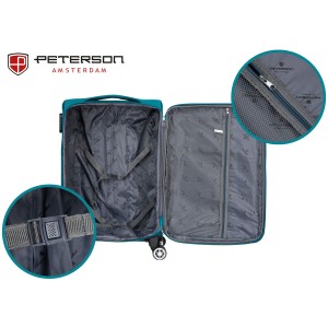 Duża walizka z praktycznej tkaniny poliestrowej w turkusowo-różowym - Peterson