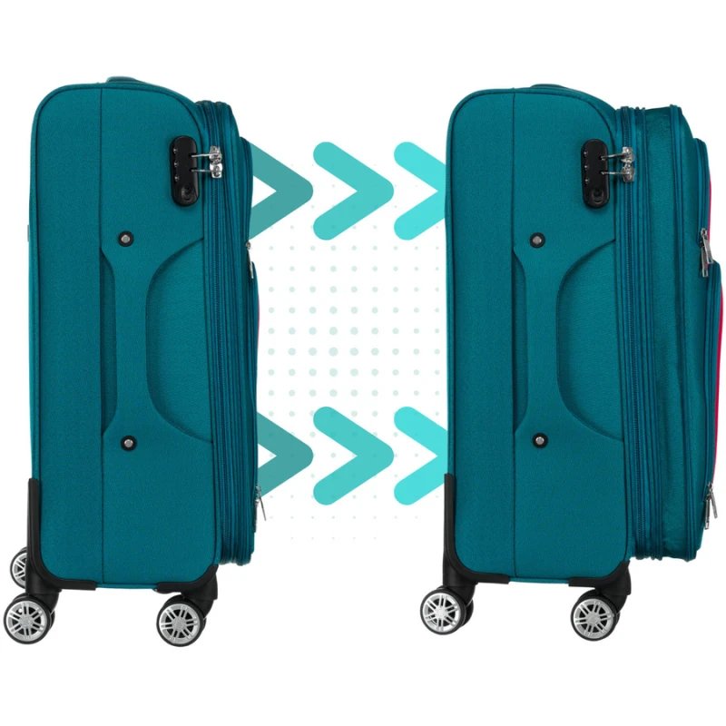 Duża walizka z praktycznej tkaniny poliestrowej w turkusowo-różowym - Peterson